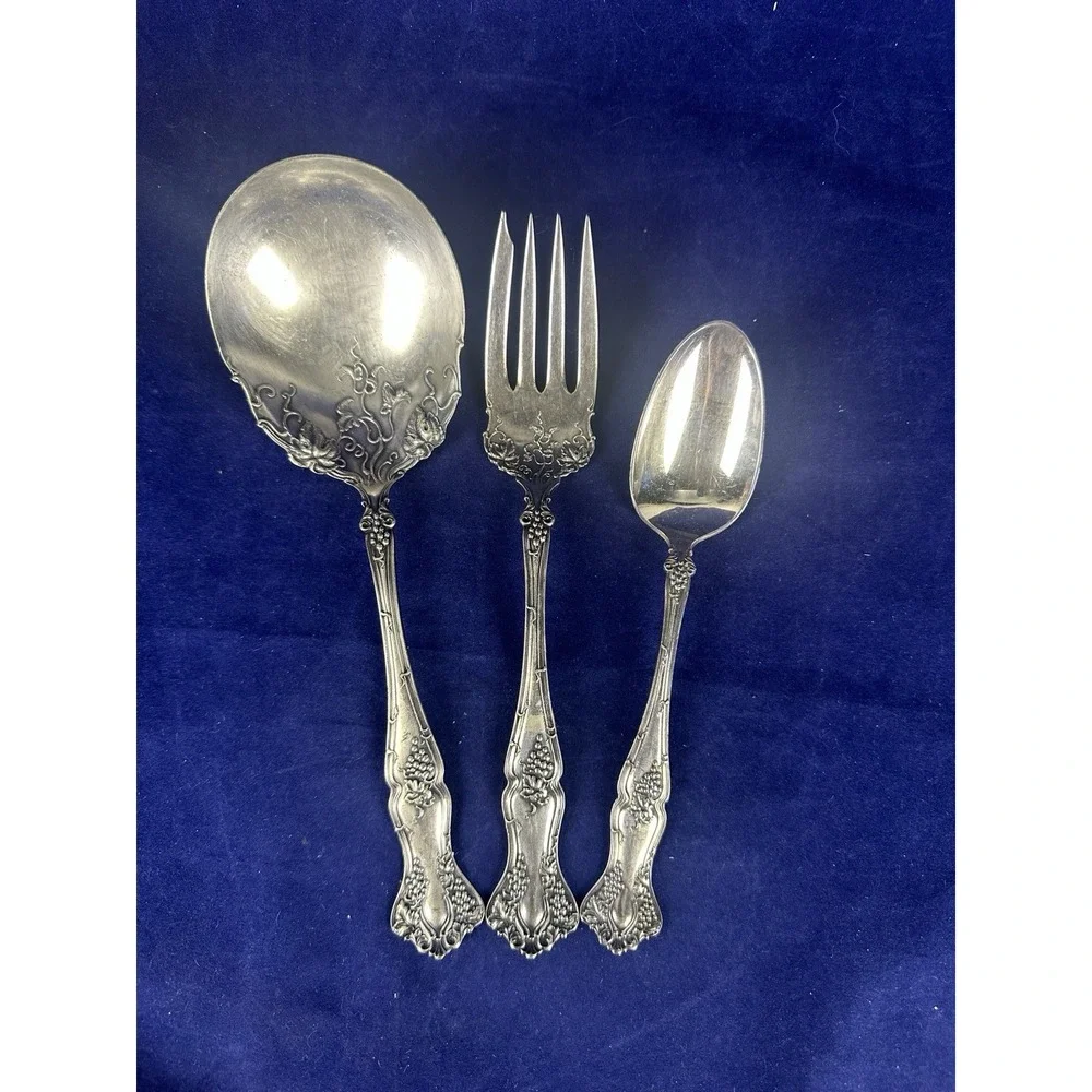 1847 Rogers/International VINTAGE Grape Silverplate Serving Spoon Fork & Spoon
